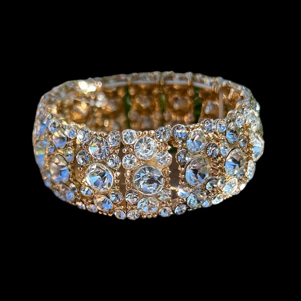 Goldtone Rhinestone Special Occasion Cuff NWT